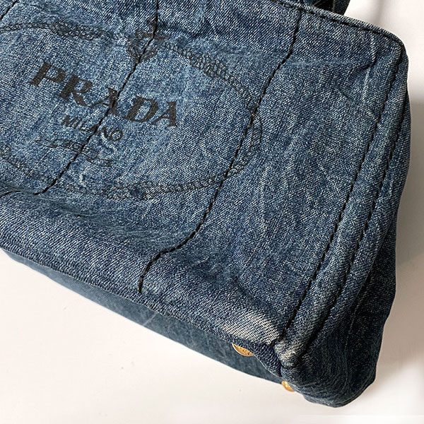 プラダ カナパ デニム 染め直し 色落ち 持ち手 変色 角スレ 修理