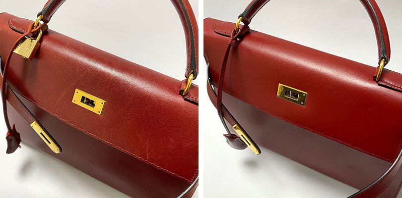 エルメス ケリー 傷 修理 色褪せ 染め直し クリーニング