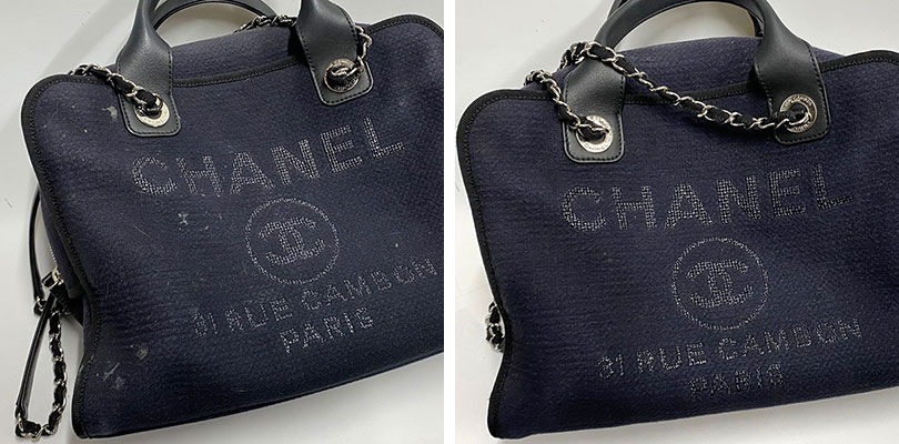 シャネル ドーヴィるキャンバスバッグの事例：除菌洗浄でカビを完全除去