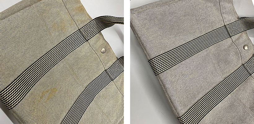 エルメス フールトゥ キャンバス生地のクリーニング・シミ取り ビフォーアフター