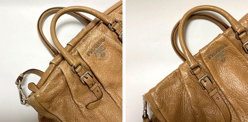 プラダ バッグ 染め直し サフィアーノ 角スレ 修理 リカラー