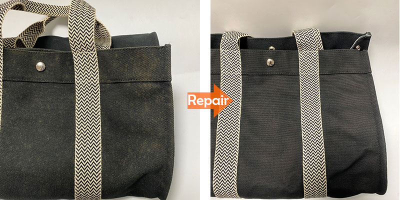 エルメスキャンバス黒染め