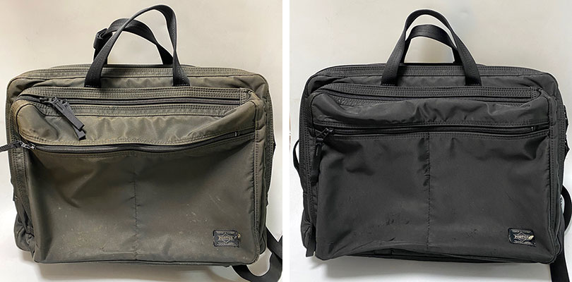 ポーター ドライブ ブリーフケース 色褪せ 染め直し ビフォーアフター クリーニング