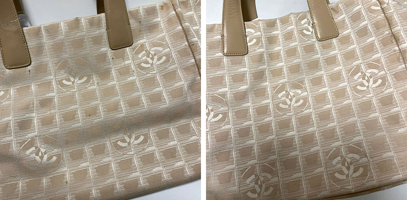 シャネル トラベルラインの事例：クリーニングでオレンジの斑点を除去