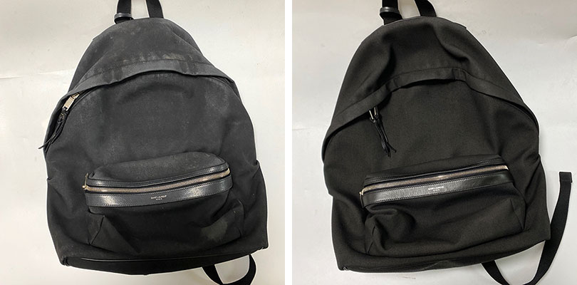 ンローラン キャンバスリュック クリーニング　染め直し事例