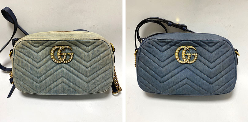 グッチ（GUCCI）のバッグや財布のクリーニング・染め直し修理。キャンバスのシミ抜きやレザーの角スレ補修など、職人によるリペア事例のまとめイメージ